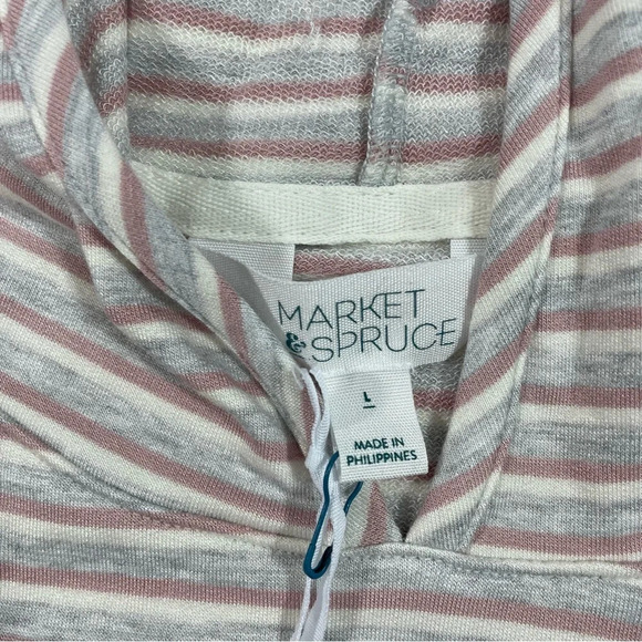 New Market & Spruce Milania French Terry Hooded Shirt Stripes - Picture 4 of 6